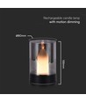 2W LED genopladelig bordlampe, bevægelses dæmper - Sort/røgfarvet, 3000K, 360 grader, elegant design