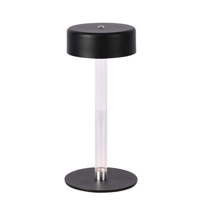 3W Bordlampe - D120x255, 3i1, Sort+Transparent Midterstøtte