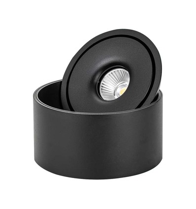 30W LED downlight - Flad, COB, monteret, 3i1, sort hus