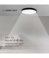 36W LED dome lys - 6500K, rundt, sort ramme, IP44