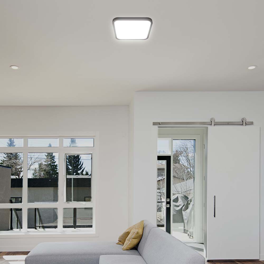 18W LED loftslampe, kvadratisk - 22,5 x 22,5 cm, IP44, sort kant, 1830lm - Kulør : Kold