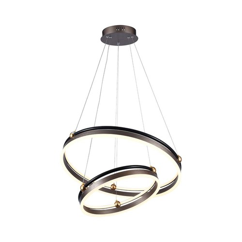 50W LED Hængelampe - Dobbeltring, 3000K, Kaffe, hus