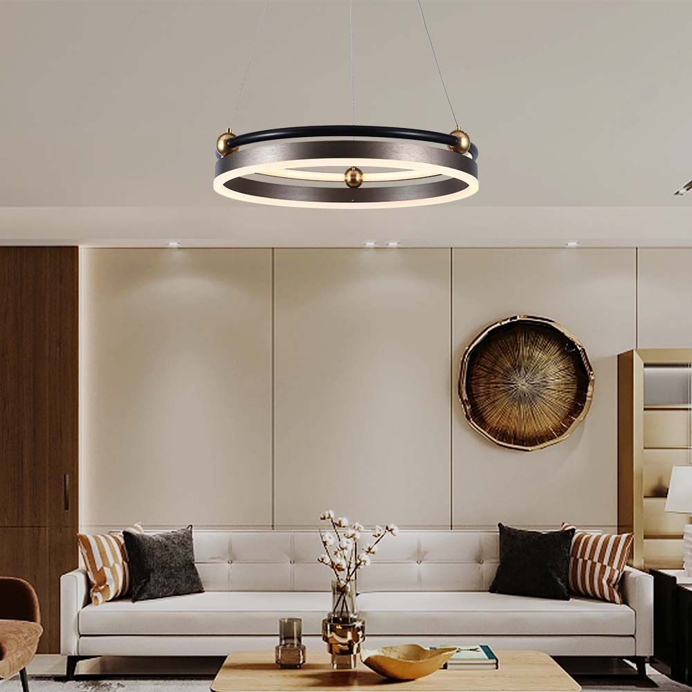 20W LED designer pendel - Enkelt ring, 3000K, kaffe farve, 2400lm - Kulør : Varm