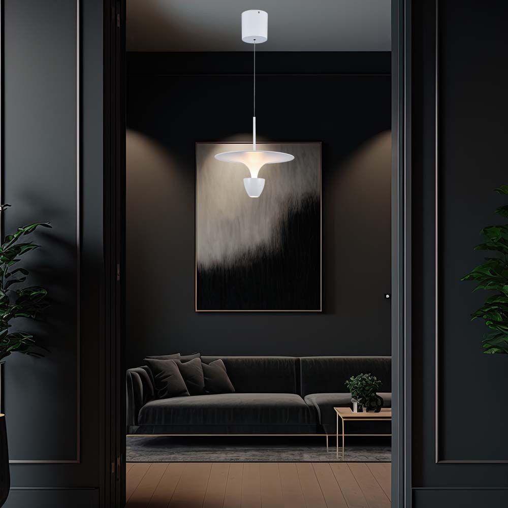 9W LED pendel - 30x320x100cm, 1000lm, 3000K, hvid/grå krop - Kulør : Varm
