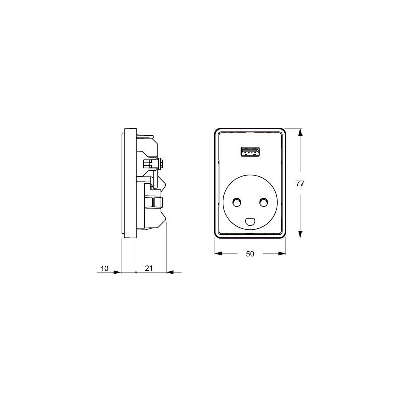 Fuga USB Stikkontakt 1,5 modul 2-Pol Jord i Hvid - Lauritz Knudsen
