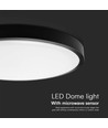 36W LED sensorlampe - Ø42cm, IP44, sort kant, indbygget mikrobølge sensor