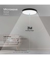 36W LED sensorlampe - Ø42cm, IP44, sort kant, indbygget mikrobølge sensor