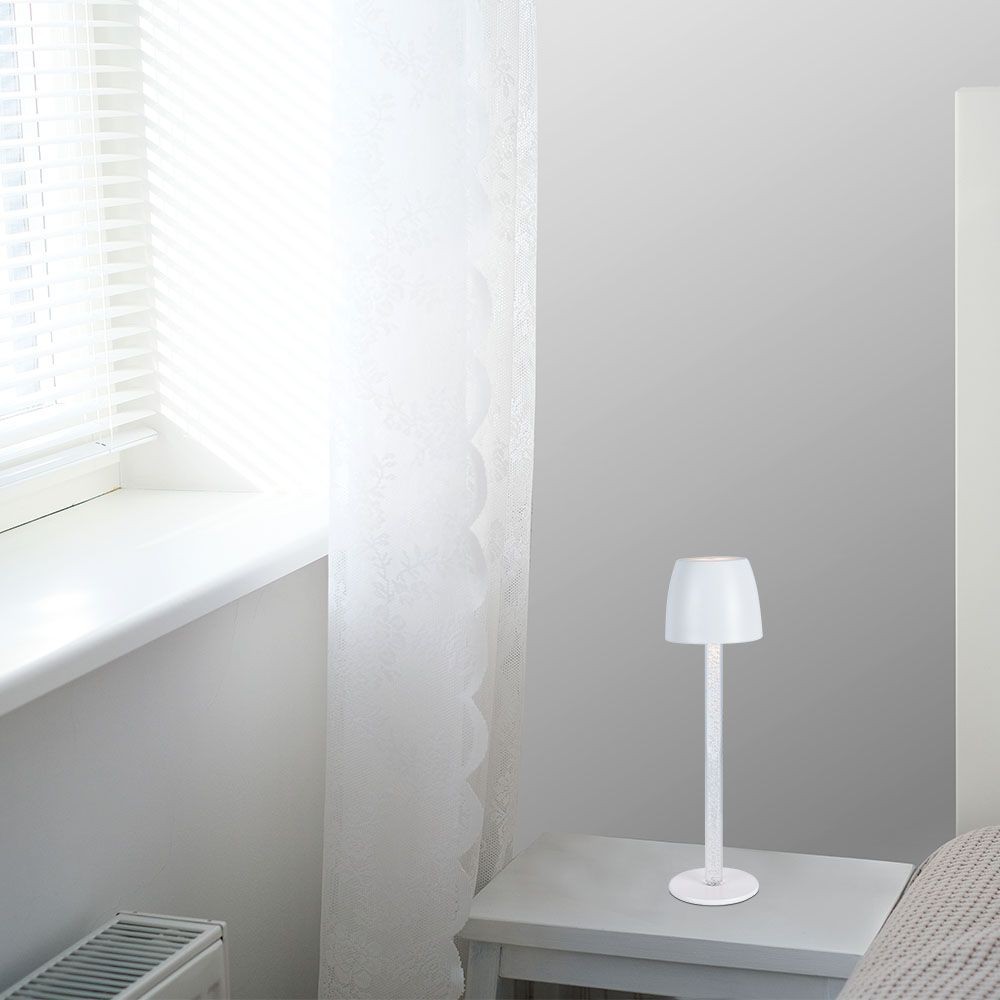 3W genopladelig LED bordlampe, touch dæmpbar - 310lm, 3000K, sort/transparent, højde 37cm - Kulør : Varm