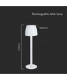 3W genopladelig LED bordlampe, touch dæmpbar - 310lm, 3000K, sort/transparent, højde 37cm