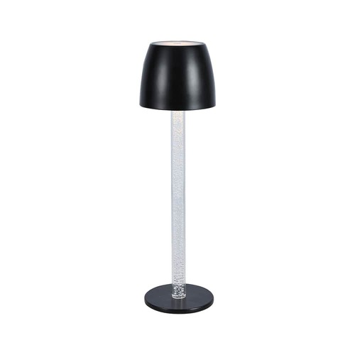 3W LED Bordlampe - Touch Dæmpbar Transparent Stang, 3000K, Sort Hus