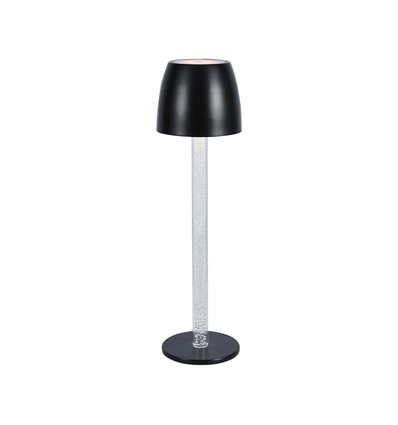 3W LED Bordlampe - Touch Dæmpbar Transparent Stang, 3000K, Sort Hus