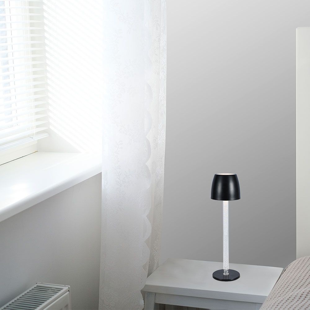 3W genopladelig LED bordlampe, touch dæmpbar - 3000K, 1800mAh, sort, DC 5V - Kulør : Varm