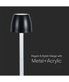 3W LED Bordlampe - Touch Dæmpbar Transparent Stang, 3000K, Sort Hus