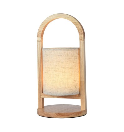 1,5W LED bordlampe - genopladelig, touch dæmpbar, 3000K, beige, med træhåndtag