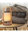 1,5W LED bordlampe - genopladelig, touch dæmpbar, 3000K, beige, med træhåndtag