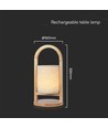 1,5W LED bordlampe - genopladelig, touch dæmpbar, 3000K, beige, med træhåndtag