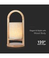1,5W LED bordlampe - genopladelig, touch dæmpbar, 3000K, beige, med træhåndtag