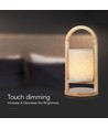1,5W LED bordlampe - genopladelig, touch dæmpbar, 3000K, beige, med træhåndtag