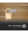 1,5W LED bordlampe - genopladelig, touch dæmpbar, 3000K, beige, med træhåndtag
