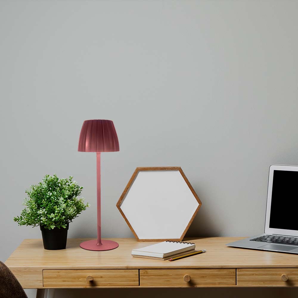 2,7W genopladelig LED bordlampe, brun - Touch dæmpbar, 3-i-1 CCT, USB-C, 5V DC, højde 34cm - Kulør : 3-i-1