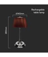 1,5W LED bordlampe, touch dæmpbar, Brun skærm - CCT, genopladelig, Krom, inkl. batteri og USB-C stik