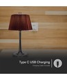 1,5W LED bordlampe, touch dæmpbar, Brun skærm - CCT, genopladelig, Krom, inkl. batteri og USB-C stik