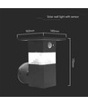 3W LED Solar Væglampe - PIR Sensor, IP54