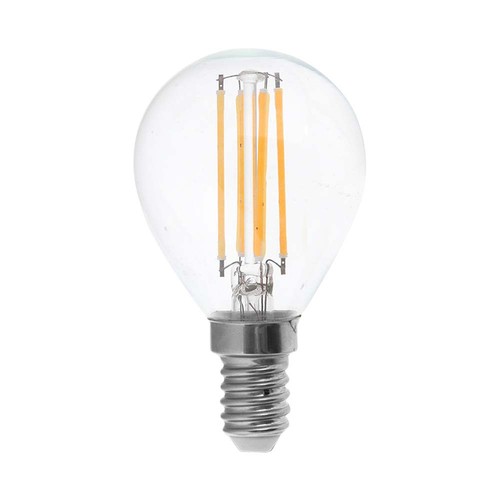 E14 6W LED filament kronepære - P45, 600lm, klar glas