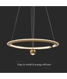 45W LED Pendel Lampe - 620x1200mm, Justerbar, 4000K, Børstet Guld