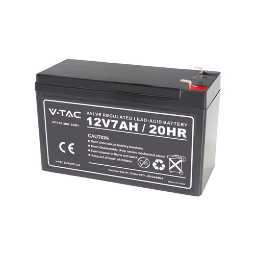 12V / 7Ah blybatteri - 151x65x100mm, genopladeligt, VRLA AGM batteri