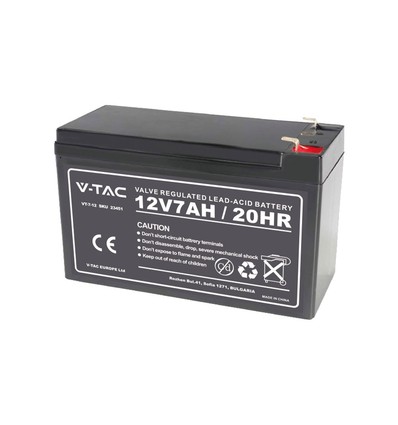 12V / 7Ah blybatteri - 151x65x100mm, genopladeligt, VRLA AGM batteri