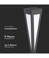 2W Solar Havenlampe - 150x150x635mm, 3000K, sort, hus