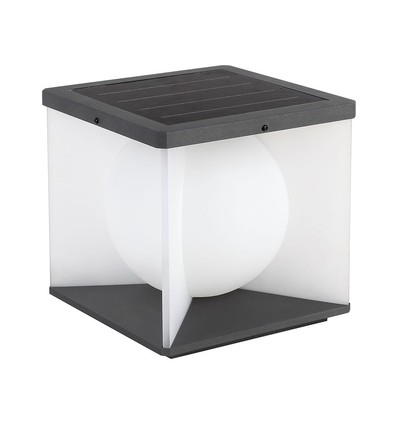 3W LED Solcelle Havelampe - 205x205x190mm, 3000K, Sort+Hvid, Hus