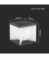 3W LED Solcelle Havelampe - 205x205x190mm, 3000K, Sort+Hvid, Hus