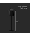 5W Solar Magnetisk Bordlampe - LED, Touch Dæmpbar, 3i1, Sort, Hus