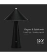3W genopladelig LED bordlampe med touch dæmp - 3-i-1 CCT, sort læder, 4000mAh batteri, USB-C, 20x33 cm