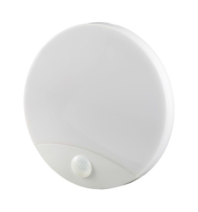 Samsung chip 15W LED væglys - PIR sensor, 3i1, rund, hvid hus