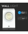 1-vejs væglampe GU10 - firkantet, hvid, aluminium, IP44