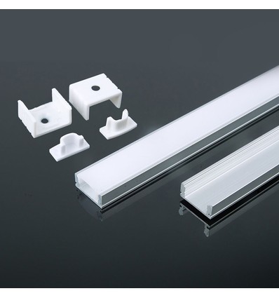 Monteringssæt LED-strip - Overflade 2000x17.4x7mm, Sølv