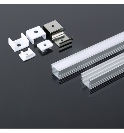 Monteringssæt med Diffusor - LED-Strip, 2000x17,4x12,1mm, Sølv