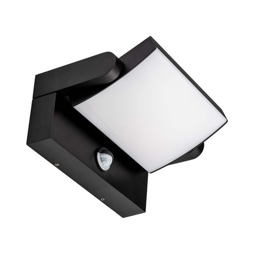 17W LED Væglampe - med Sensor, 4000K, Sort Hus, IP65