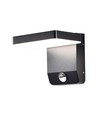 17W LED væglampe - med sensor, 4000K, sort hus, firkantet, IP65
