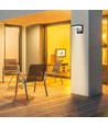 17W LED væglampe - med sensor, 4000K, sort hus, firkantet, IP65