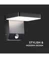 17W LED væglampe - med sensor, 4000K, sort hus, firkantet, IP65