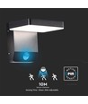 17W LED væglampe - med sensor, 4000K, sort hus, firkantet, IP65