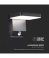 17W LED væglampe - med sensor, 4000K, sort hus, firkantet, IP65