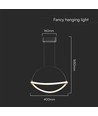 12W hængende pendel lys - LED, 400mm, 4000K, sort hus