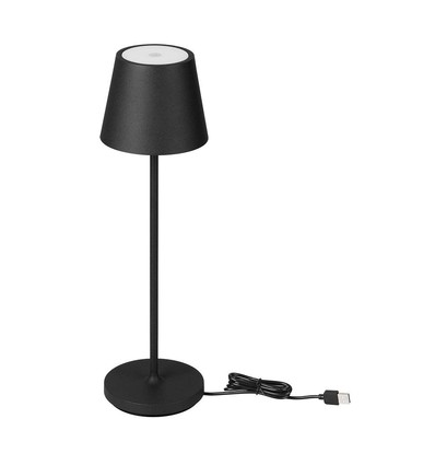 1,5W LED bordlampe, genopladelig - 3000K, IP54, touch dæmpbar, sand sort, inkl. trådløs opladning
