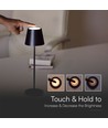 1.5W LED Bordlampe - Berørings-Dæmpbar, 3000K, IP54, Sand Sort, Hus