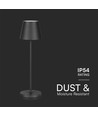 1,5W LED bordlampe, genopladelig - 3000K, IP54, touch dæmpbar, sand sort, inkl. trådløs opladning